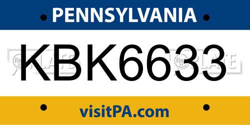 KBK6633 Pennsylvania License Plate