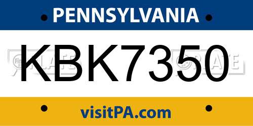 KBK7350 Pennsylvania License Plate