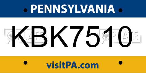 KBK7510 Pennsylvania License Plate