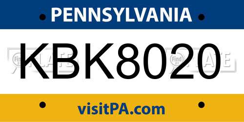 KBK8020 Pennsylvania License Plate