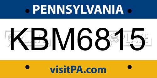 KBM6815 Pennsylvania License Plate