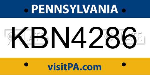 KBN4286 Pennsylvania License Plate