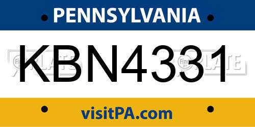 KBN4331 Pennsylvania License Plate