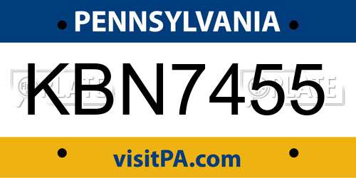 KBN7455 Pennsylvania License Plate