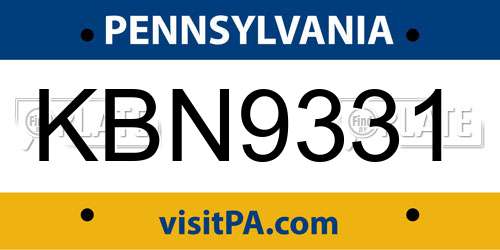 KBN9331 Pennsylvania License Plate