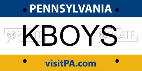 KBOYS Pennsylvania License Plate