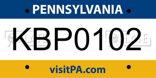 KBP0102 Pennsylvania License Plate
