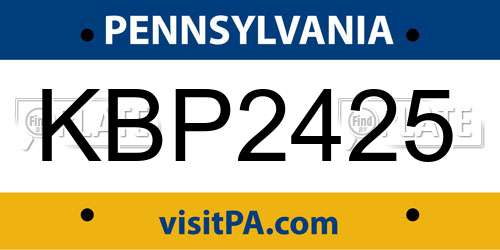 KBP2425 Pennsylvania License Plate