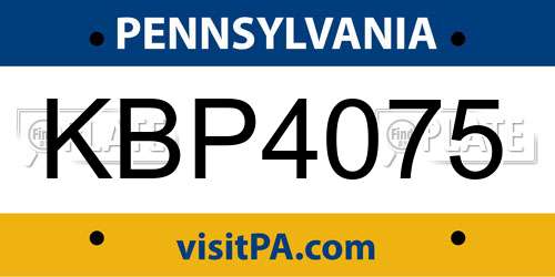 KBP4075 Pennsylvania License Plate