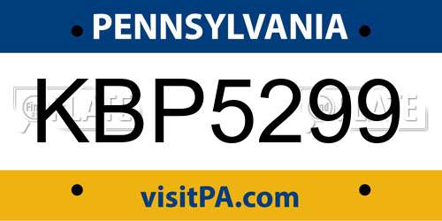 KBP5299 Pennsylvania License Plate