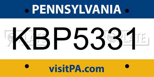 KBP5331 Pennsylvania License Plate