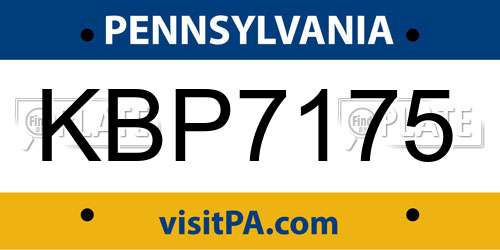 KBP7175 Pennsylvania License Plate