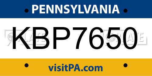 KBP7650 Pennsylvania License Plate