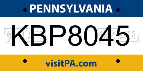 KBP8045 Pennsylvania License Plate