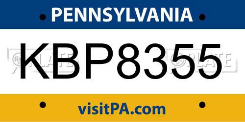 KBP8355 Pennsylvania License Plate