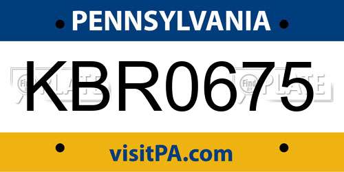 KBR0675 Pennsylvania License Plate