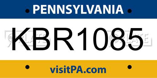 KBR1085 Pennsylvania License Plate