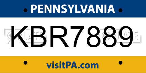KBR7889 Pennsylvania License Plate