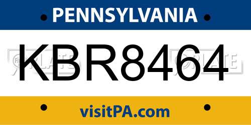 KBR8464 Pennsylvania License Plate