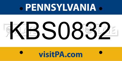KBS0832 Pennsylvania License Plate