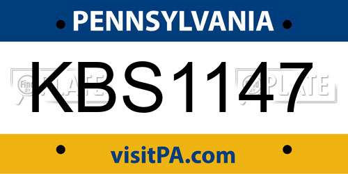 KBS1147 Pennsylvania License Plate