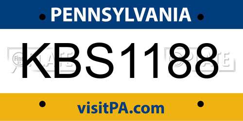 KBS1188 Pennsylvania License Plate