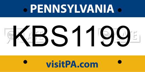 KBS1199 Pennsylvania License Plate