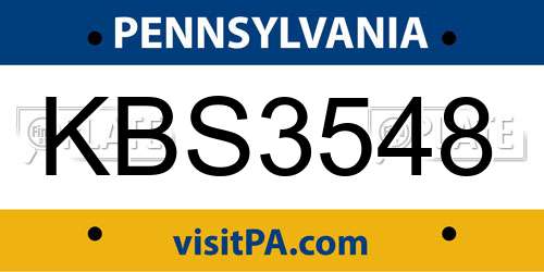 KBS3548 Pennsylvania License Plate