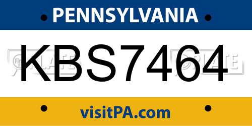 KBS7464 Pennsylvania License Plate