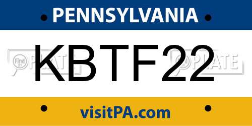 KBTF22 Pennsylvania License Plate