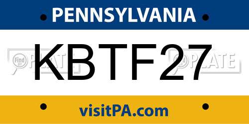KBTF27 Pennsylvania License Plate