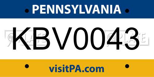 KBV0043 Pennsylvania License Plate