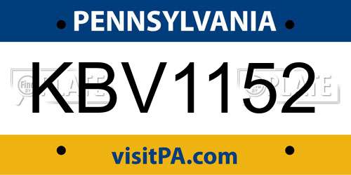 KBV1152 Pennsylvania License Plate