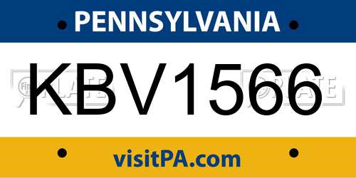 KBV1566 Pennsylvania License Plate