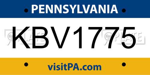 KBV1775 Pennsylvania License Plate