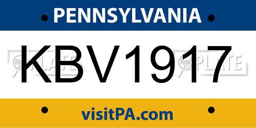 KBV1917 Pennsylvania License Plate