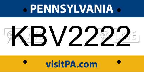 KBV2222 Pennsylvania License Plate