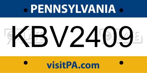 KBV2409 Pennsylvania License Plate