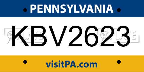 KBV2623 Pennsylvania License Plate