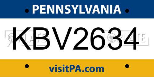 KBV2634 Pennsylvania License Plate