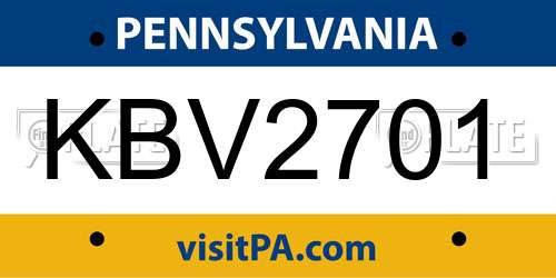 KBV2701 Pennsylvania License Plate