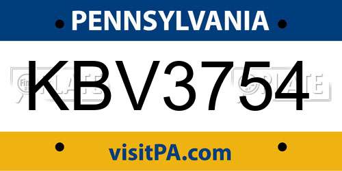 KBV3754 Pennsylvania License Plate