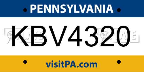 KBV4320 Pennsylvania License Plate