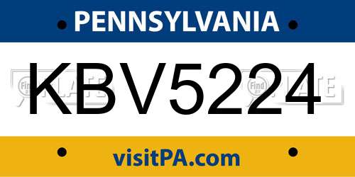 KBV5224 Pennsylvania License Plate