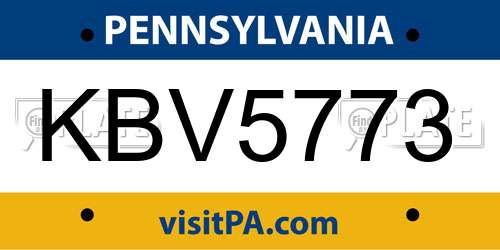 KBV5773 Pennsylvania License Plate