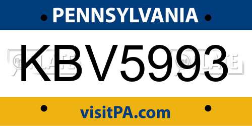KBV5993 Pennsylvania License Plate