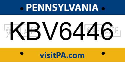 KBV6446 Pennsylvania License Plate