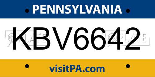 KBV6642 Pennsylvania License Plate