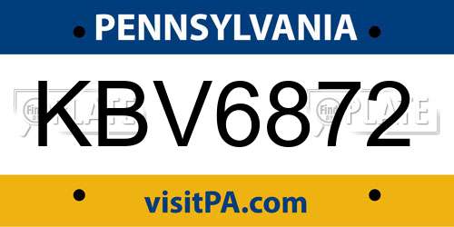 KBV6872 Pennsylvania License Plate