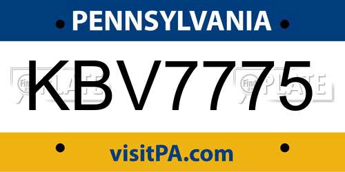 KBV7775 Pennsylvania License Plate